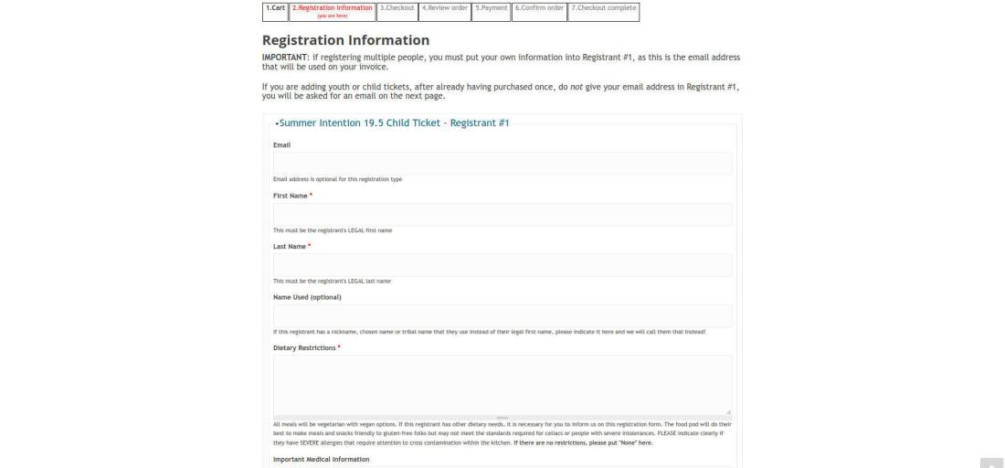 Intention Gathering screenshot - registration page
